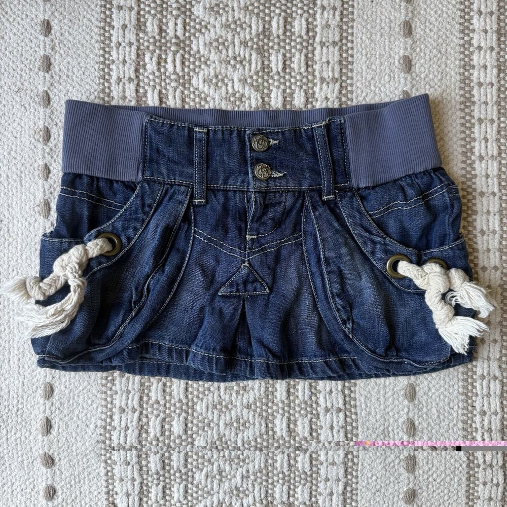 Vintage Zara TRF Y2K Denim Micro Mini Skirt Low Rise Medium Indie Sleaze 2000s